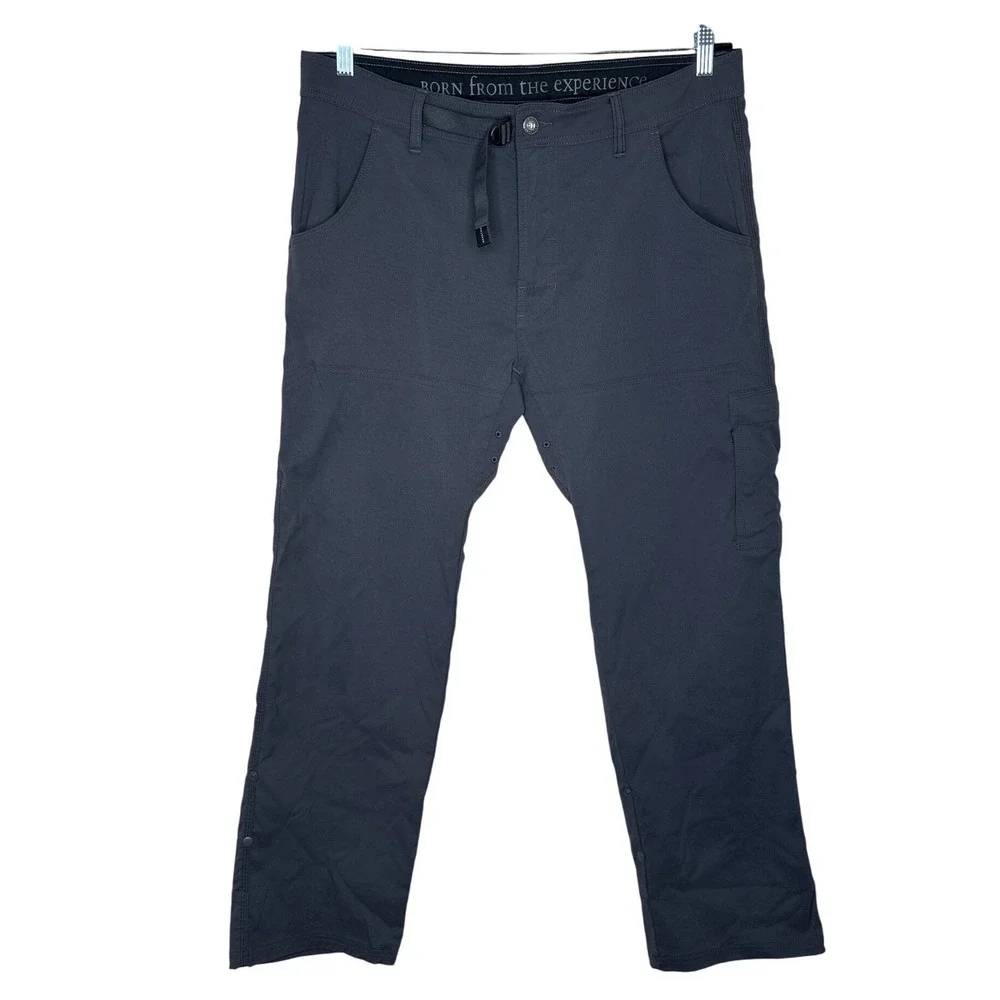 prAna HikingPants Mens Dark‎ Gray Breathe Born From The Experience Outdoor 36